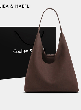 香港代购复古磨砂皮托特包女冬季百搭休闲腋下包大容量通勤子母包