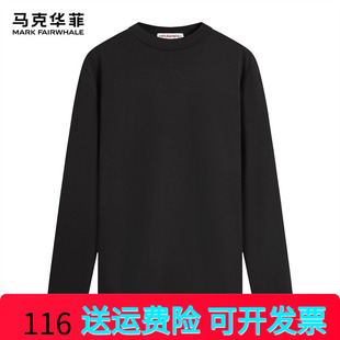休闲上衣潮牌 马克华菲印花T恤男长袖 秋冬季 保暖半高领打底衫 男士