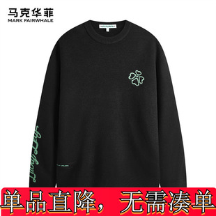 马克华菲男装新款商场套头衫四叶草毛衣男领针毛衣马男装