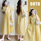 孕妇裙子夏装 怀孕期连衣裙 高级感洋气减龄宽松显瘦过膝潮妈裙夏季