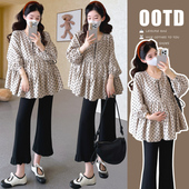 春秋季 2026孕妇装 宽松显瘦遮肚波点娃娃衫 怀孕期大码 孕妇上衣 春装