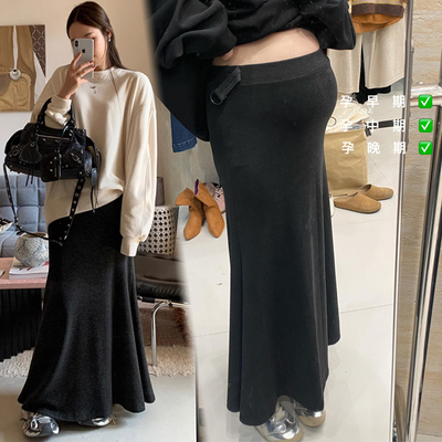 孕妇裙子春秋冬季复古无托腹糯米包臀鱼尾裙不勒肚子高级感半身裙