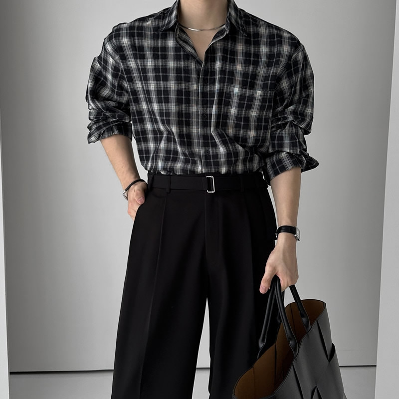 格子衬衫男款夏季薄款宽松潮流