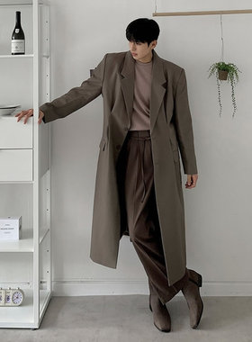 2025年新款春季男款风衣外套男士长款过膝韩系大肩款宽松韩版大衣