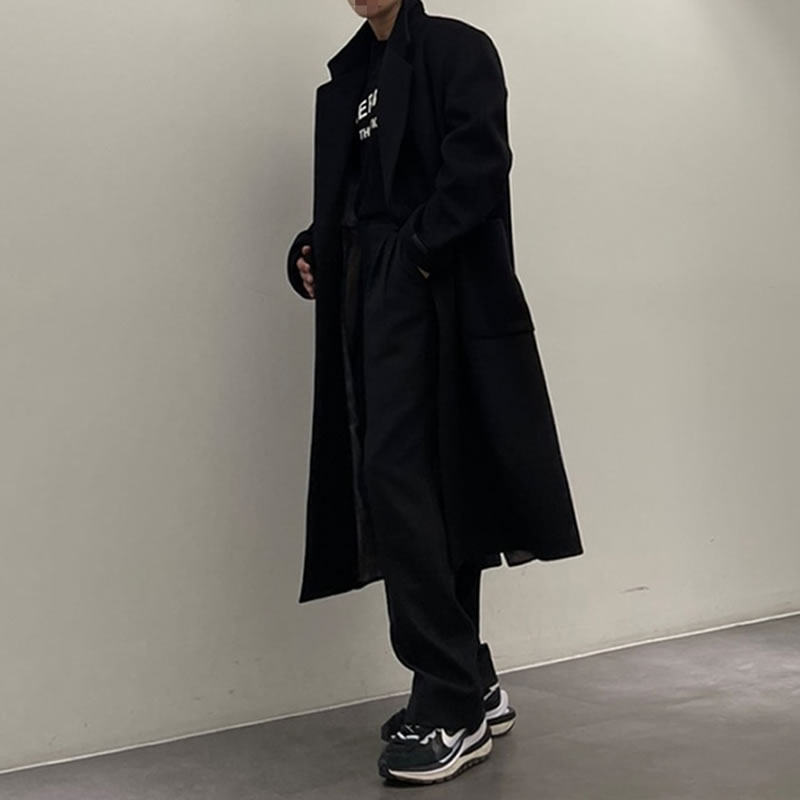 冬季长款呢子大衣男过膝宽松韩版高级感加厚毛呢风衣外套男士青年