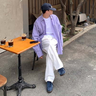 慵懒风衬衫男生长袖韩版宽松潮流