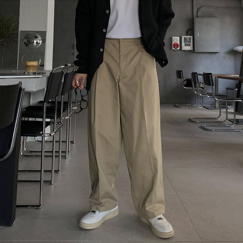 松紧腰休闲宽松阔腿裤男慵懒风直筒男士长裤拖地韩版潮流春秋裤子