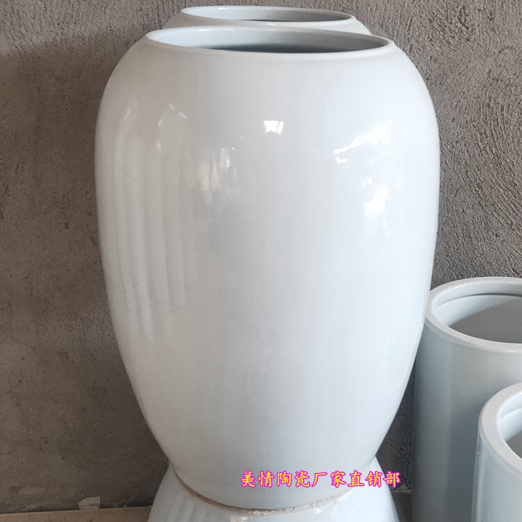 景德镇陶瓷纯白色书画筒卷轴缸落地装饰大号花瓶插花缸字画筒伞桶