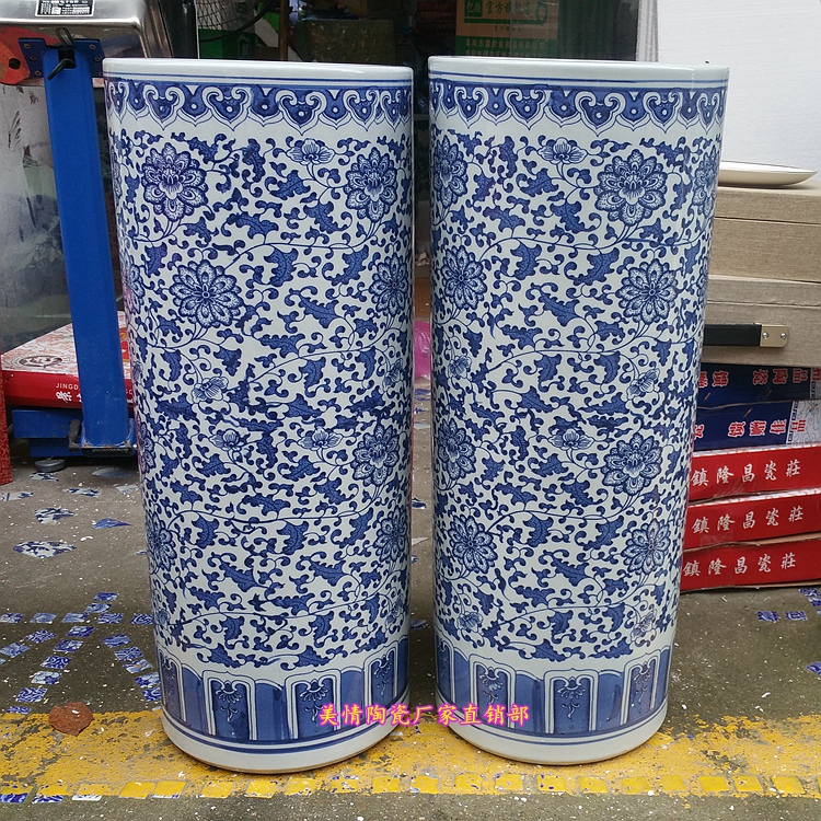 景德镇陶瓷青花瓷字画筒卷轴缸