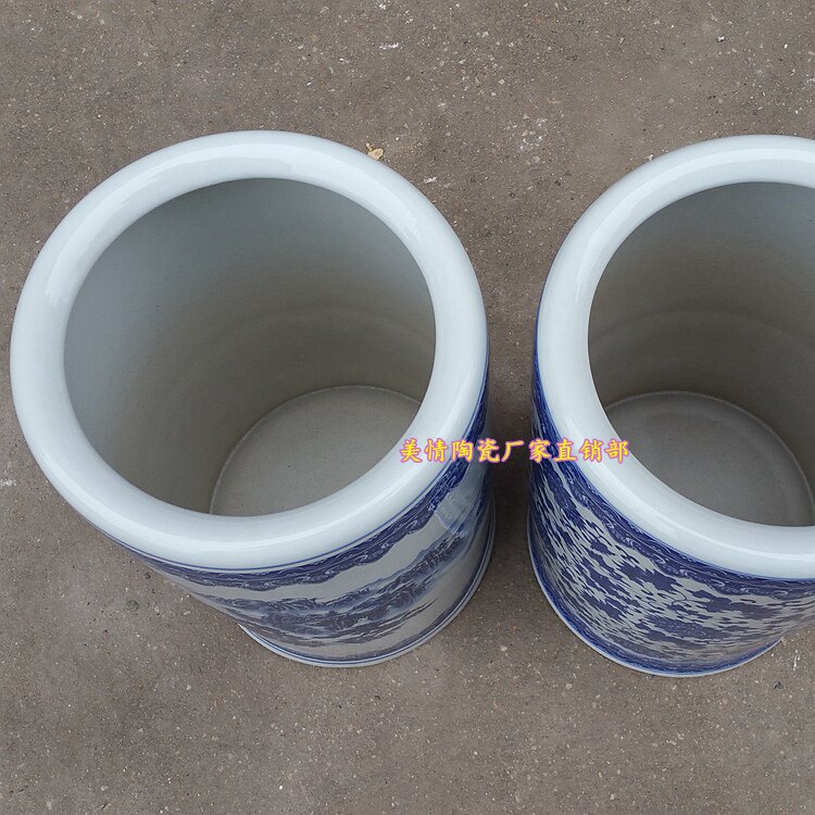 景德镇陶瓷器大花瓶花插青花瓷箭筒卷轴缸书字画缸帽筒水培水竹i.