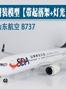 大号带轮灯光飞机模型山东航空b737仿真波音客机航模收藏摆件