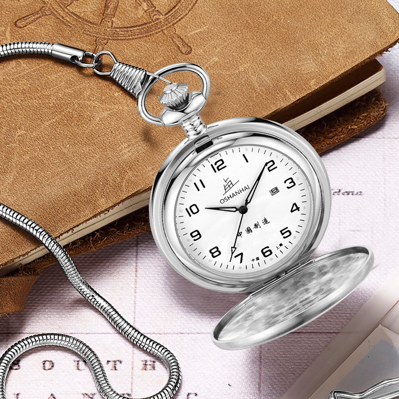 怀表老乱数字罗马全钢316L日历夜光功能送父母老年挂表护士表