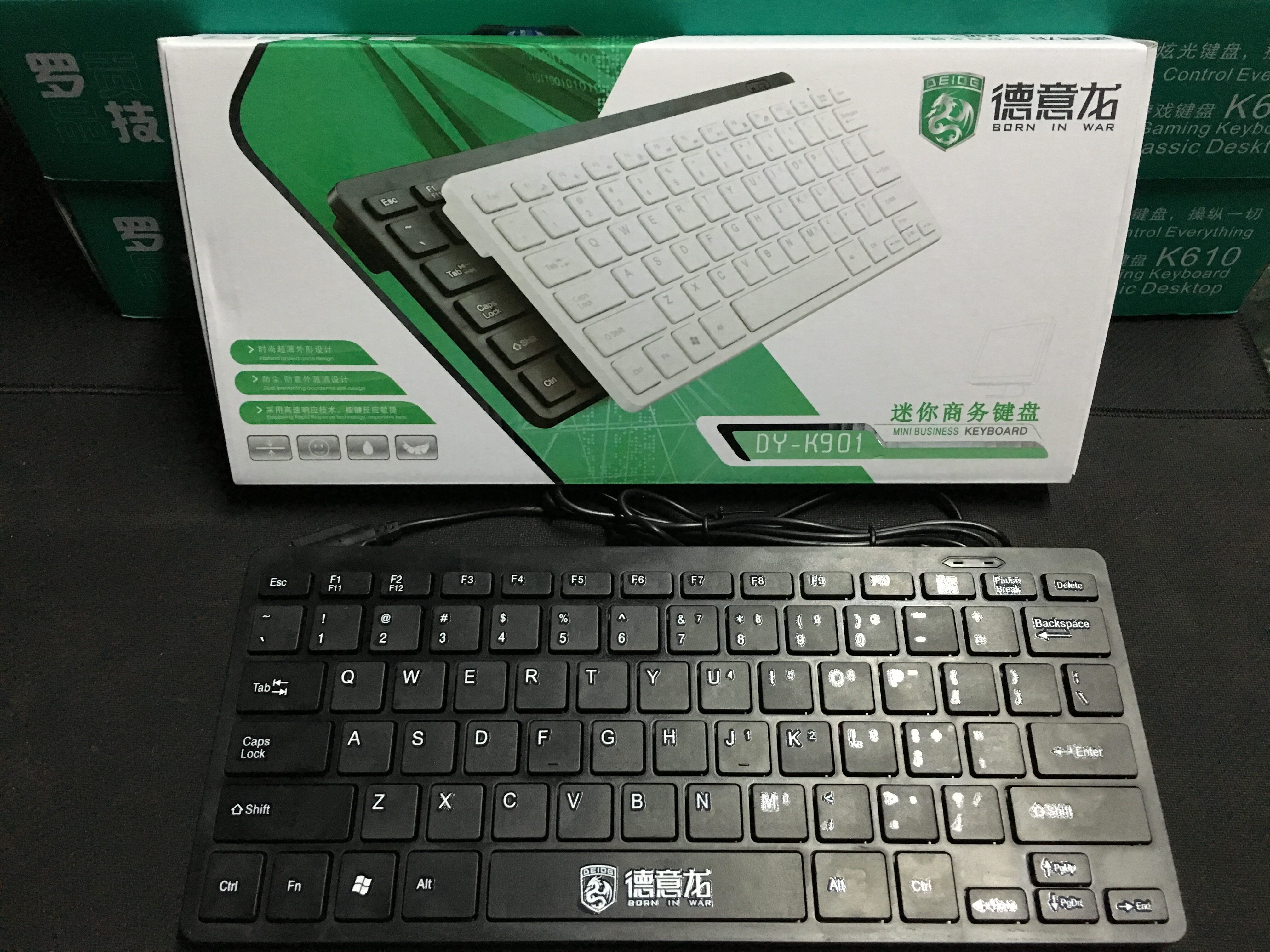 德意龙901迷你小键盘笔记本台式机外接迷你USB巧克力外置有线便携