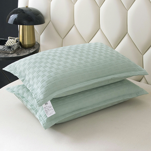 纯色华夫格枕套一对装 60一个 48x74cm家用枕芯套单人宿舍枕头套40