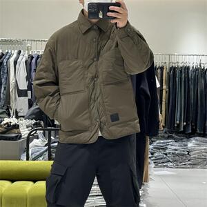 男士轻薄羽绒服2024冬季时尚百搭翻领短款衬衫式外套简约90绒夹克