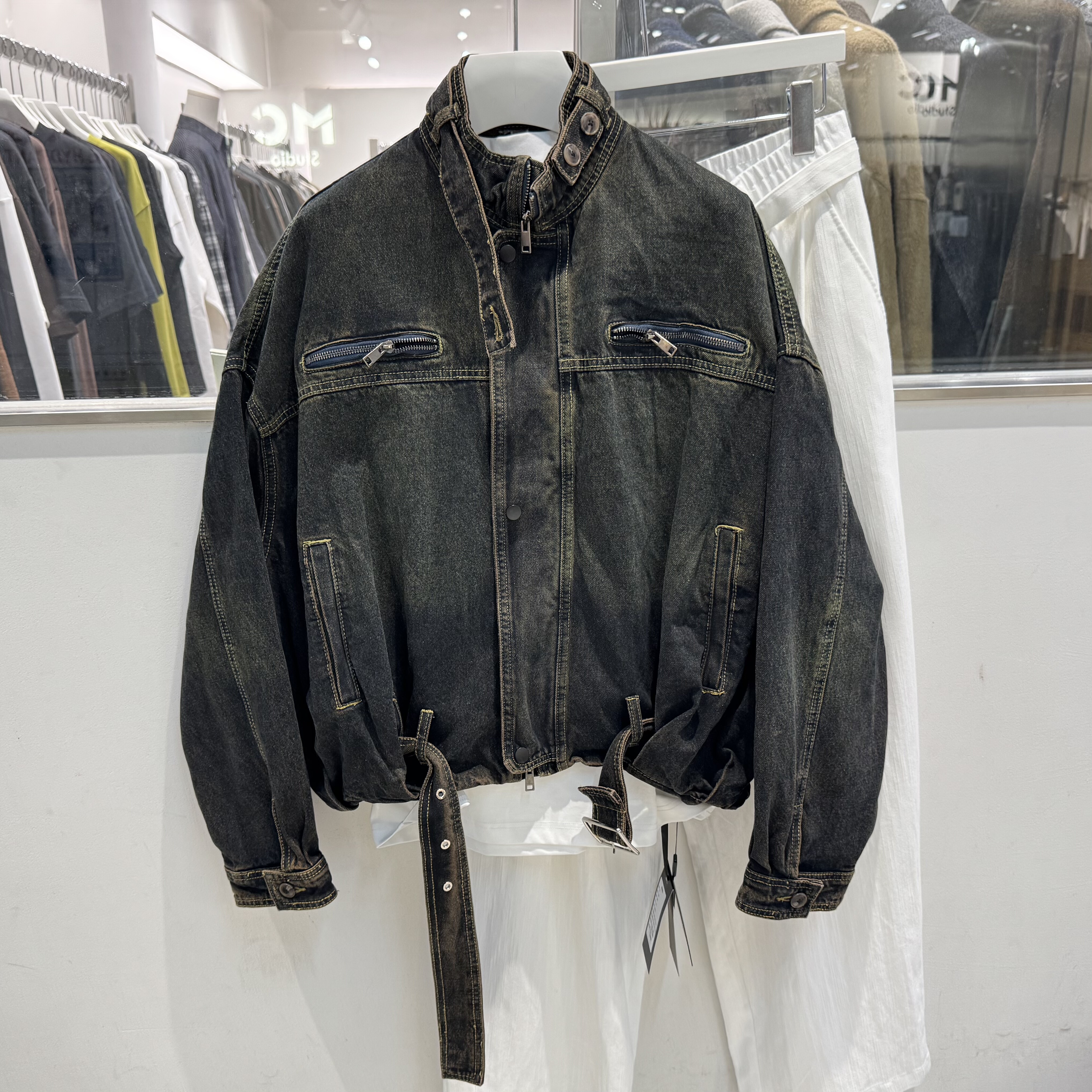 2026春季美式复古水洗做旧重磅牛仔外套男宽松休闲机车夹克上衣潮