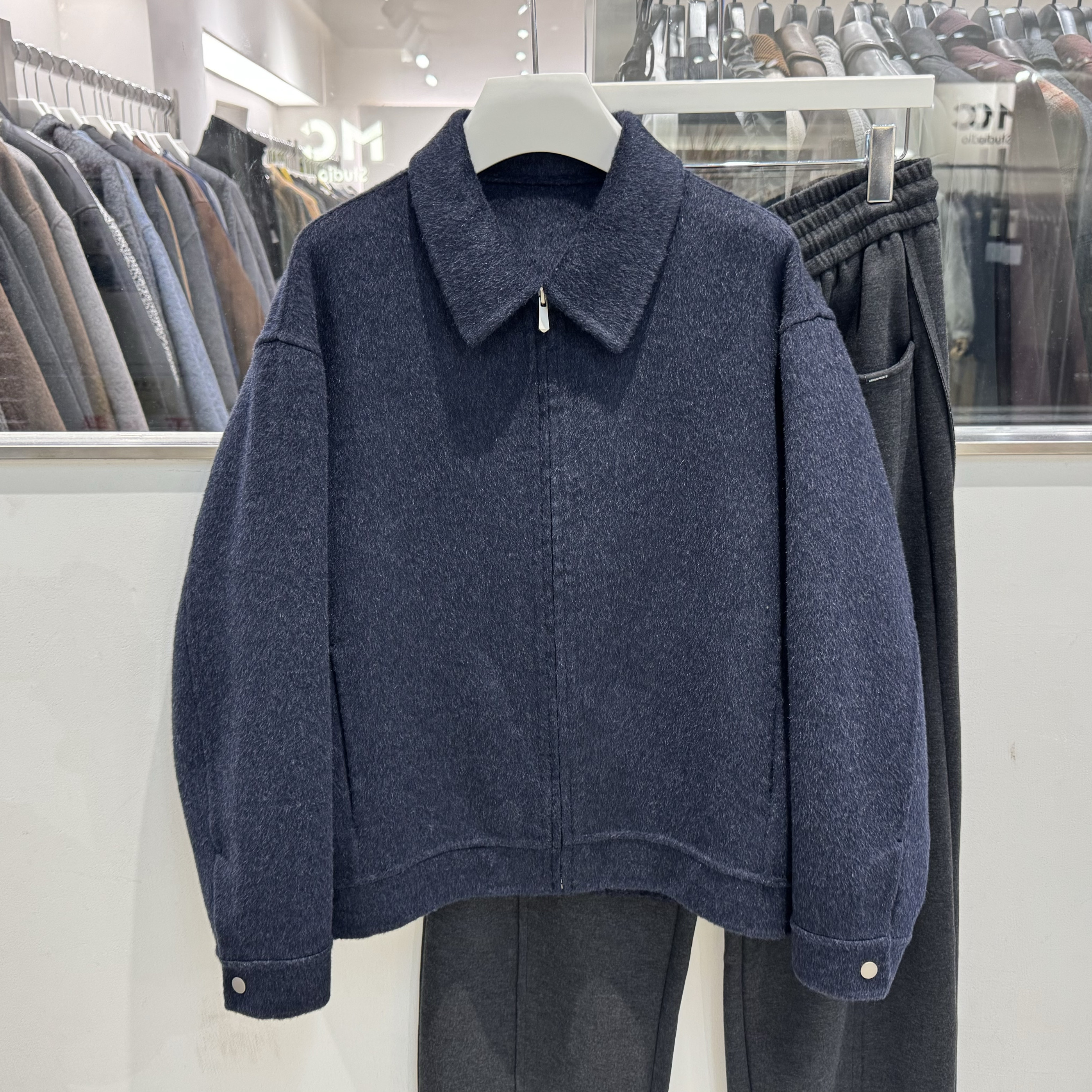 2025秋冬韩系休闲翻领夹克羊毛双面呢大衣男时尚百搭痞帅夹克外套