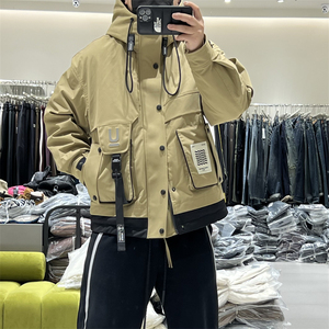 易麦2023冬季冲锋衣羽绒服男美式工装短款户外三防加厚保暖外套潮