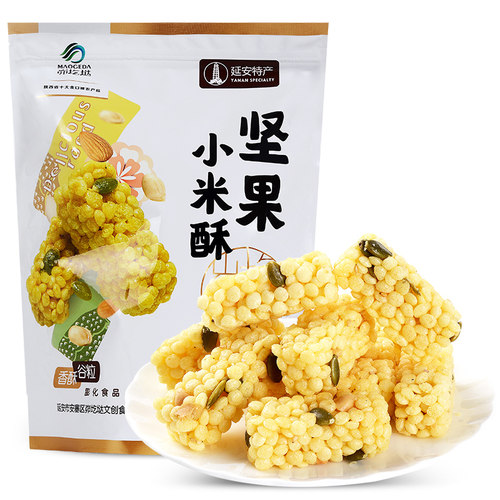峁圪垯 坚果小米酥168g*1袋米花糖传统中式糕点网红休闲零食好吃 - 封面