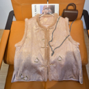 欧洲站秋冬新款 人丝提花蝴蝶重工串珠刺绣拼接水貂毛棉马甲砍肩女