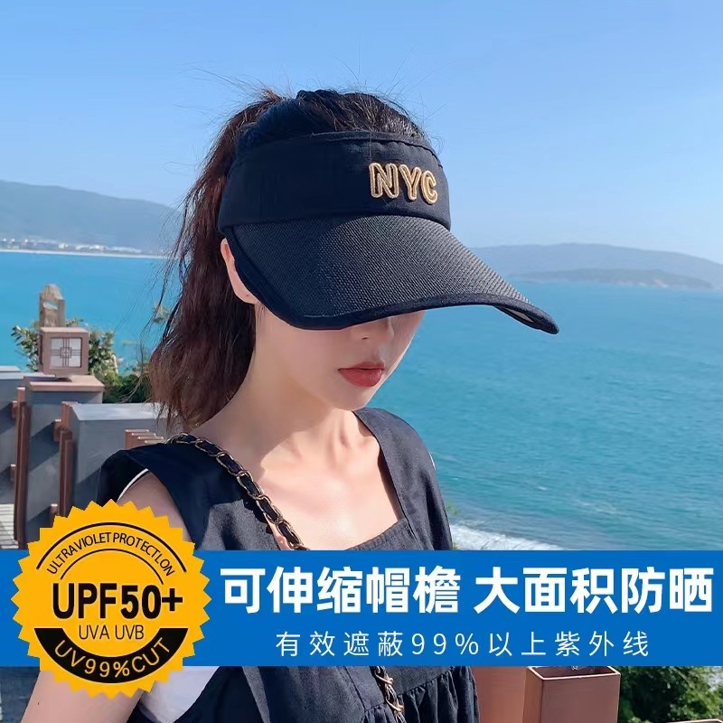 大头阁骑电动车吹不翻防晒太阳帽女防紫外线空顶帽子钓鱼运动遮阳