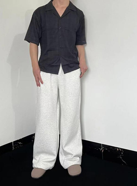 Jq2also  卫裤男秋冬季美式直筒宽松休闲裤重磅白花灰色运动裤