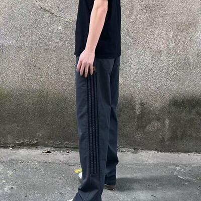 JQ2ALSO 宽松直筒阔腿裤拼接色弹力腰修身休闲垂感裤长裤男女潮