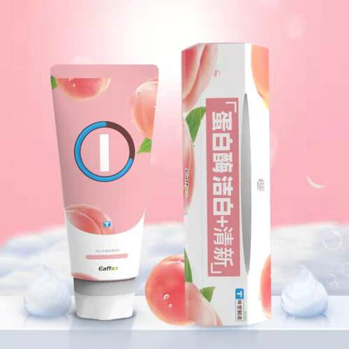 蜜桃美白口气清新牙膏蛋白酶无氟