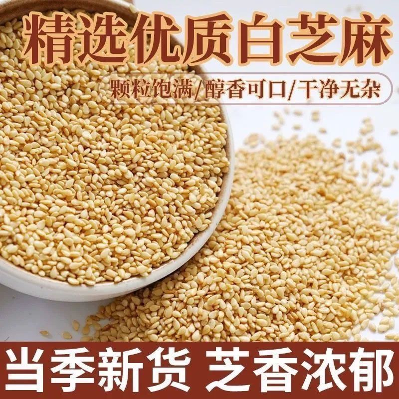 炒熟白芝麻农家自制白芝麻带皮颗粒饱满烧烤免洗干净无沙散装新鲜