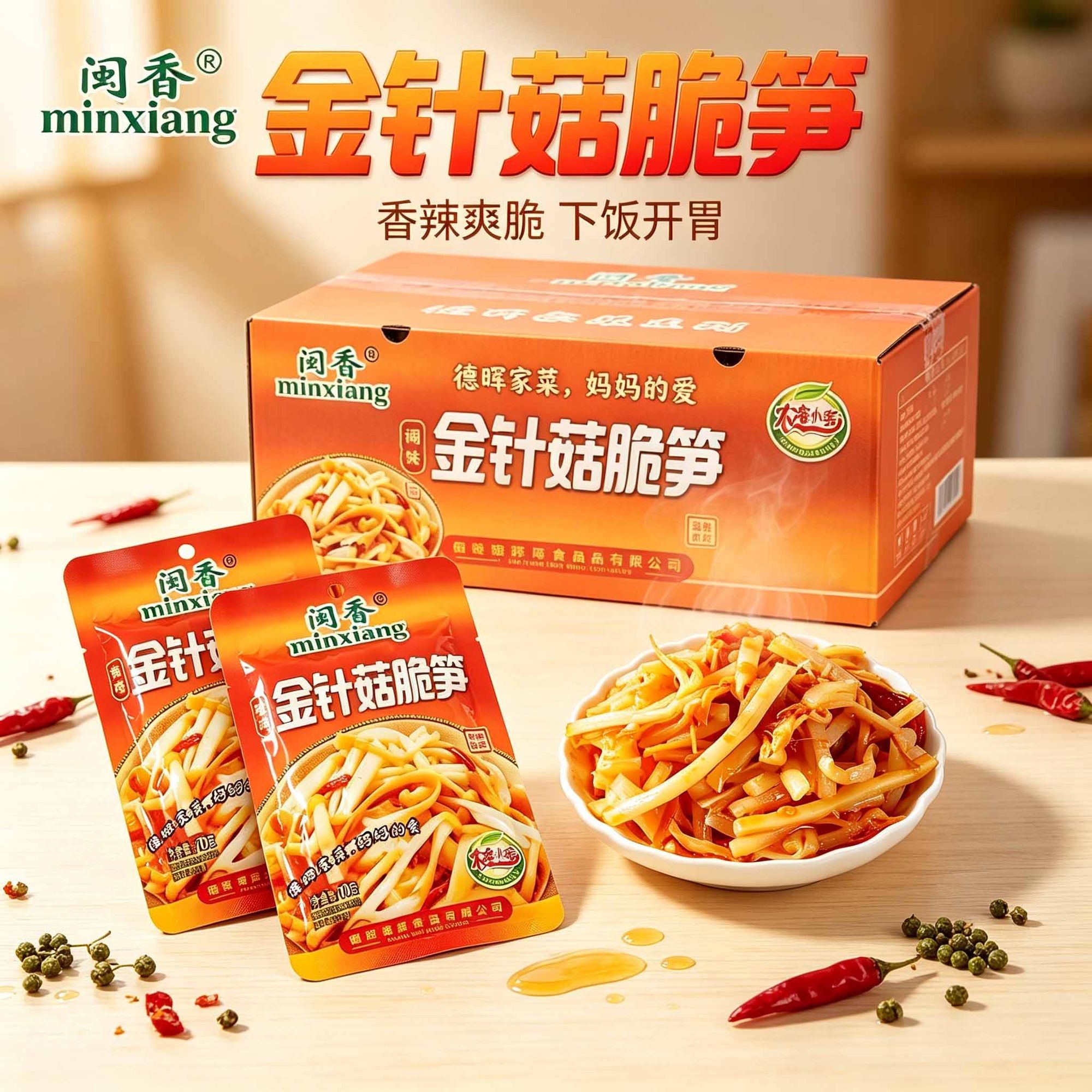 金针菇脆笋整箱30袋酱菜咸菜梅菜花生笋丝下饭小菜泡菜腌菜新日期