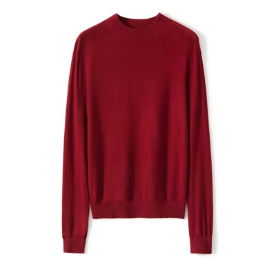 超细美丽诺精纺羊毛衫女士2025新款半高领毛衣薄款宽松针织打底衫