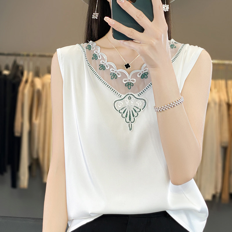 花边蕾丝吊带背心女士西装内搭V领非真丝醋酸缎面无袖上衣打底衫
