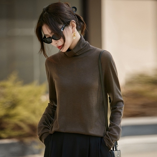 堆堆领针织打底衫上衣女2025秋冬新款洋气软糯薄款水溶羊毛衫毛衣