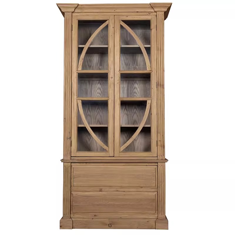 美式乡村复古做旧大户型实木储物书架书柜法式轻奢书橱酒柜餐边柜