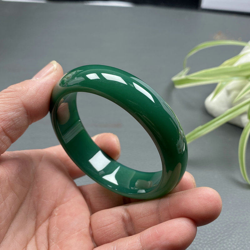 天然正品绿玉髓手镯菠菜绿镯子西安兵马俑华清池同款平安镯女款