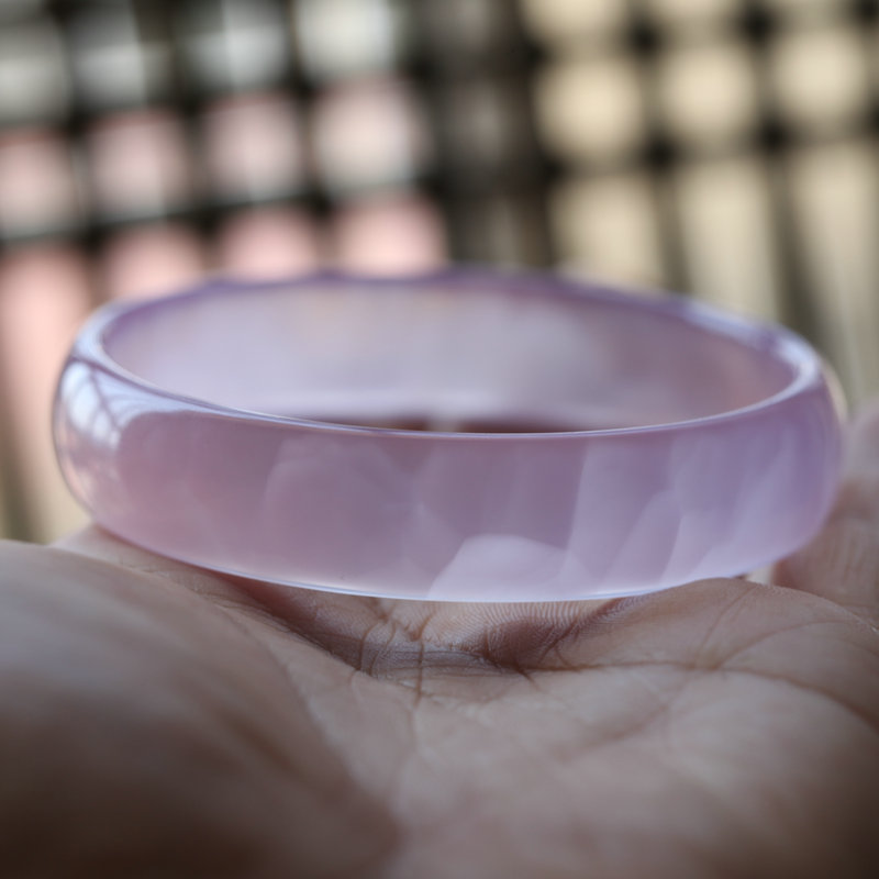 陕西西安冰花芙蓉玉手镯天然正品蓝田粉玉髓镯子带证书