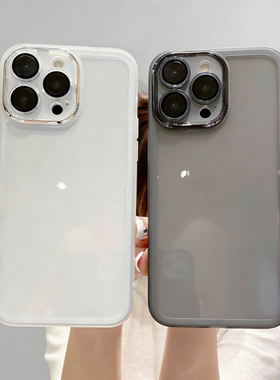 16pro苹果手机壳透明镜头全包17pro软壳15promax自带镜头膜14磨砂保护壳13硅胶12高级感防摔保护套11高颜值ip