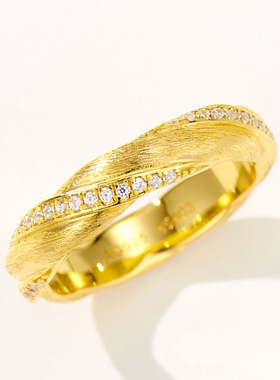 925银镀金戒指莫比乌斯半钻复古