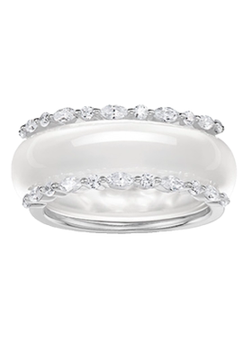 白钻玉髓指环套戒新中式两戴款白月光荔枝冻高冰925银镀金戒指