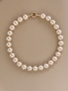 12/14mm大点位珍珠项链施家澳白质感正圆强光choker年会party穿搭