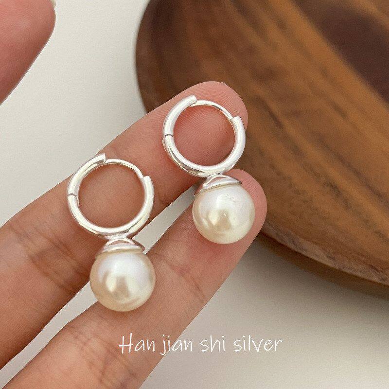韩简饰 S925纯银法式复古珍珠耳扣轻奢时尚小众耳环女气质耳饰品