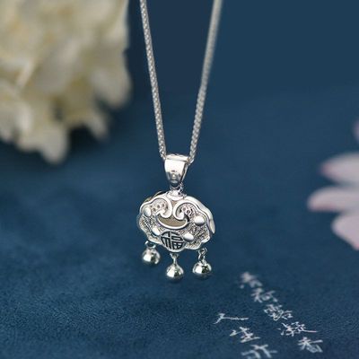天银S925纯银新中式平安锁项链