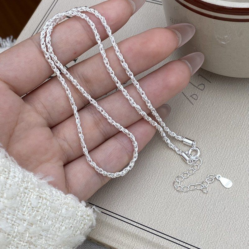 s925纯银麻绳编织项链轻奢气质韩版简约百搭锁骨链高级感小众时尚