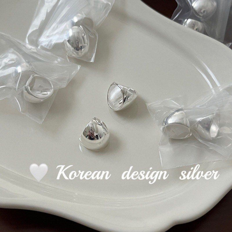 韩国ins个性冷淡风耳饰品 S925纯银 极简光面耳扣高级感百搭款
