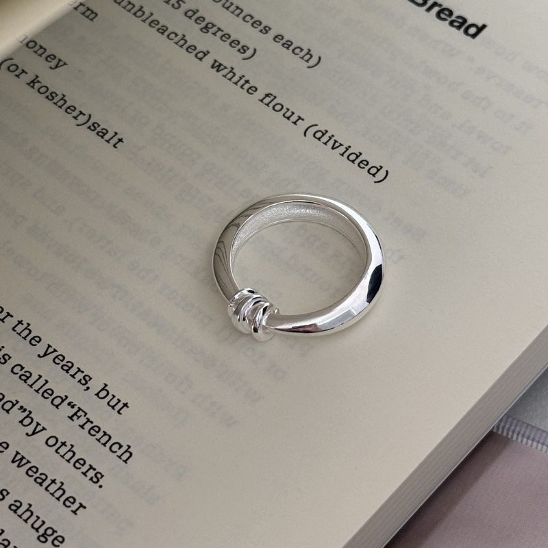 S925银韩版小众设计感素圈戒指女高级感圆环食指戒精致ins风时尚