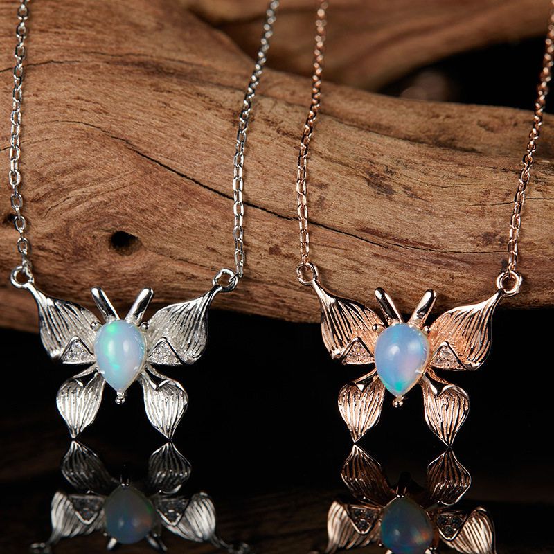 S925纯银天然托帕石彩宝项链女