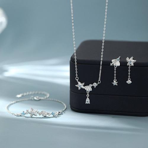 原创阿宝S999足银恋夏海星三件套新款时尚轻奢甜美清新首饰代发