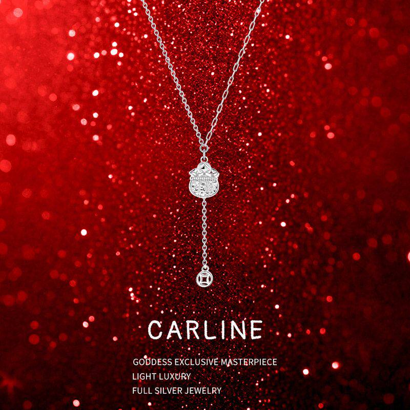 碎冰冰生财福袋纯银项链女钱币足银吊坠高级感锁骨链七夕生日礼物