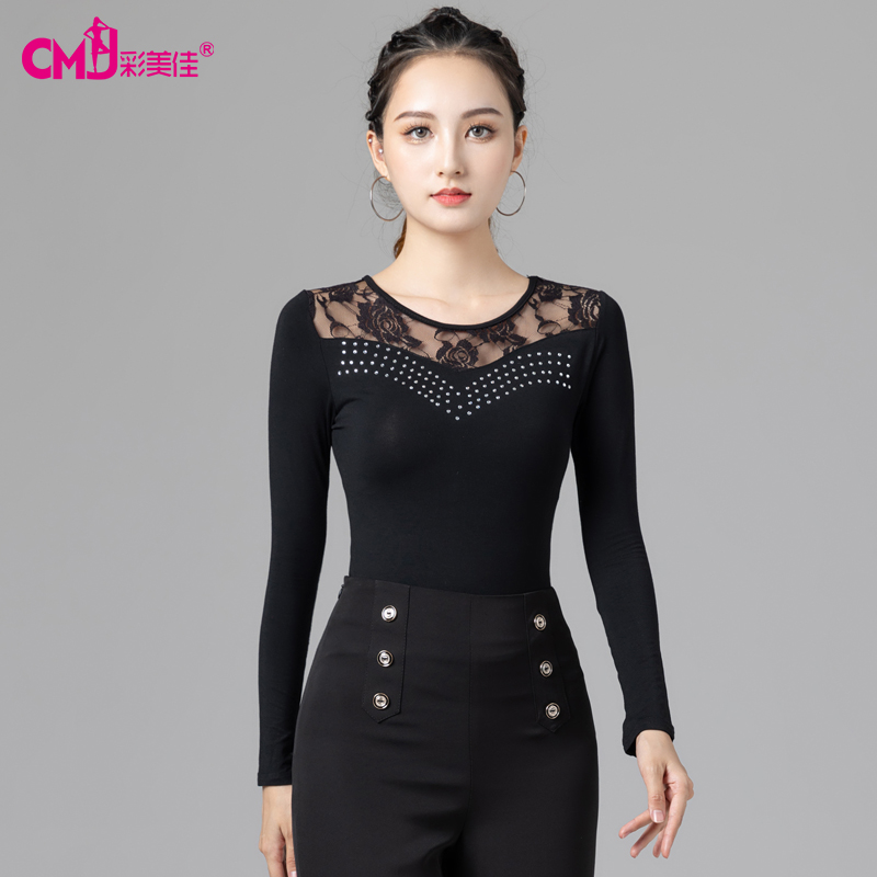 彩美佳拉丁舞蹈练功服长袖上衣