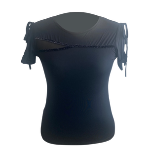 拉丁舞上衣女夏新款短袖成人圆领国标摩登舞练功服舞蹈高级跳舞衣